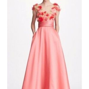 Marchesa illusion neckline 3D flower ballgown